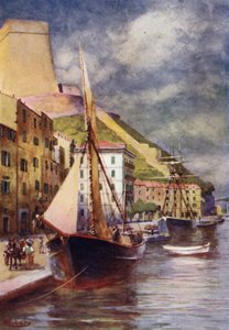 Korsika: Přístav, Bonifacio (barevné lito)