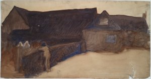 Hospodářský dvůr od Edwin Austin Abbey