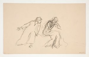 Angelo a Isabella (studie pro .1104) – dějství II, scéna IV, míra za míru od Edwin Austin Abbey