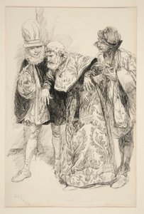 Baptista Protests, ilustrace k dějství I, Scéna i, Zkrocení zlé ženy od Edwin Austin Abbey