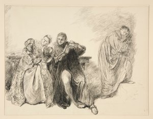 Bianca a Lucentio, z Aktu III, Scéna I, Zkrocení zlé ženy od Edwin Austin Abbey