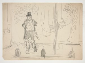 Karikatura herce na jevišti(?) - neidentifikovaný obrázek od Edwin Austin Abbey