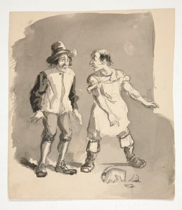 Karikatura dvou mužů a rozbitý hrnec od Edwin Austin Abbey