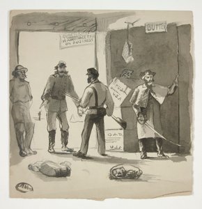 Náčrt občanské války (recto); Muž si prohlíží obraz (verze) od Edwin Austin Abbey