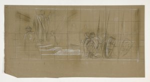 Kompoziční studie pro The Departure, from The Quest of the Holy Grail (série patnácti obrazů pro Boston Public Library, dokončena v roce 1901) od Edwin Austin Abbey