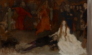 Kompoziční studie pro The Play Scene in Hamlet, Act III, Scéna II od Edwin Austin Abbey