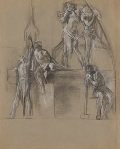 Kompoziční studie pro postavy horníků v od Edwin Austin Abbey