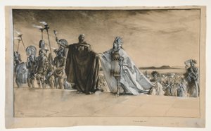 Vstupte Theseus, ilustrace k dějství I, Scéna i, Svatojánská noc od Edwin Austin Abbey