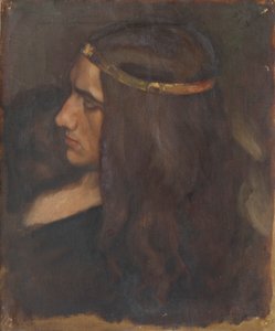 Figurální studie Hamleta, pro The Play Scene in Hamlet, Act III, Scéna II od Edwin Austin Abbey
