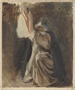 Figurální studie jeptišky, pro The Infancy of Galahad, v The Quest and Achievement of the Holy Grail, Book Delivery Room, Boston Public Library od Edwin Austin Abbey