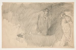 Postava v klidu, skica pro neidentifikovanou Shakespearovu hru od Edwin Austin Abbey
