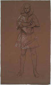 Figurální studie. Muž ve středověkém kostýmu. Možná studie pro od Edwin Austin Abbey