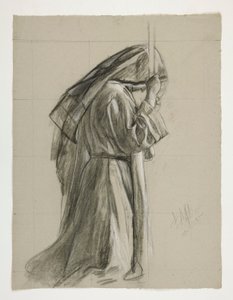 Figurální studie pro rytíře sira Galahada z The Quest of the Holy Grail (série patnácti obrazů pro Boston Public Library, dokončena v roce 1901) od Edwin Austin Abbey