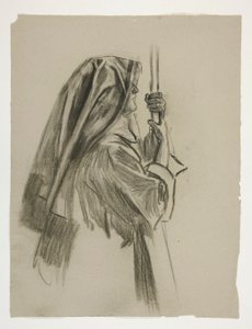 Figurální studie pro rytíře sira Galahada z The Quest of the Holy Grail (série 15 obrazů pro Boston Public Library, dokončena v roce 1901) od Edwin Austin Abbey