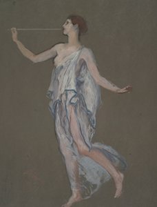 Figurální studie k postavě Fame(?) v od Edwin Austin Abbey