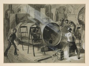 Ilustrace uvnitř továrny od Edwin Austin Abbey