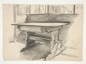 Interiérová studie: Rothenburg, studie gotického stolu od Edwin Austin Abbey