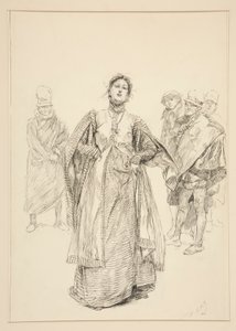 Katharina, ilustrace k I. dějství, I. scéna, Zkrocení zlé ženy od Edwin Austin Abbey