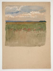 Krajina s polem, horizont, obloha od Edwin Austin Abbey