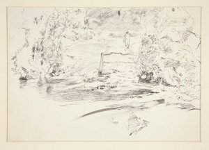 Krajina s postavou od Edwin Austin Abbey