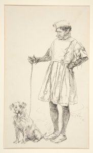 Launce a jeho pes, z Aktu IV, Scéna IV, Dva gentlemani z Verony od Edwin Austin Abbey