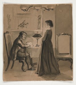 Muž a žena v interiéru - neidentifikovaný obrázek od Edwin Austin Abbey