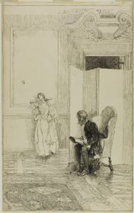Nyní překročil tvář zrcadla od Edwin Austin Abbey