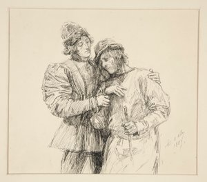 Orlando a Adam, ilustrace pro dějství II, scéna iv, Jak se vám líbí od Edwin Austin Abbey