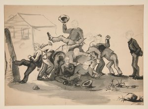 Hromada mužů: karikatura od Edwin Austin Abbey