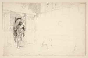Předběžná skica pro Veselé paničky z Windsoru od Edwin Austin Abbey