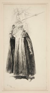 Prospero a Ariel, ilustrace pro Akt V, Scéna i, Bouře od Edwin Austin Abbey