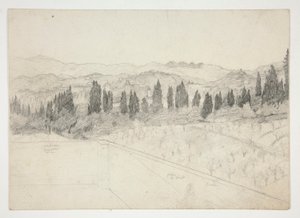 římská(?) krajina při pohledu z balkónu (recto); Přímořská krajina (na druhou stranu) od Edwin Austin Abbey