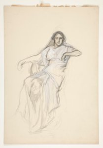 Sedící dáma, skica k neidentifikované Shakespearově hře od Edwin Austin Abbey