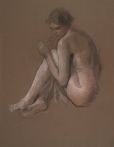 Sedící nahá ženská postava. od Edwin Austin Abbey