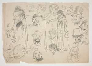 List náčrtů tváří od Edwin Austin Abbey