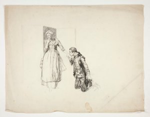 Skica pro Olivera Goldsmitha od Edwin Austin Abbey