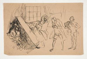 Sketch for School for Scandal, ilustrace pro Scribner od Edwin Austin Abbey