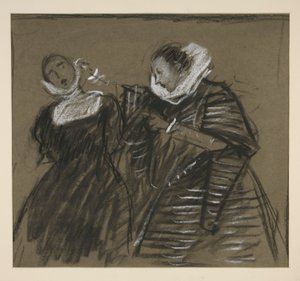 Náčrt ke Zkrocení zlé ženy (?) od Edwin Austin Abbey