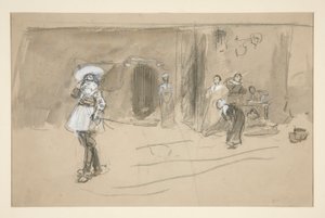 Skica pro ilustraci k Selections from the Poetry of Robert Herrick (kniha vydaná nakladatelstvím Harper v roce 1882, dříve publikovaná v Harper od Edwin Austin Abbey