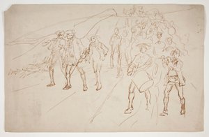 Náčrt vojáků revoluční války, pochodující od Edwin Austin Abbey