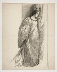 Skica dámy, ilustrace pro od Edwin Austin Abbey