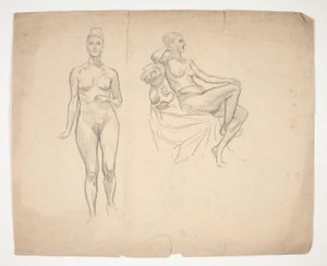 Náčrt modelu ve dvou pózách od Edwin Austin Abbey