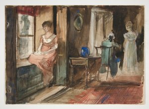 Náčrt postav v interiéru od Edwin Austin Abbey