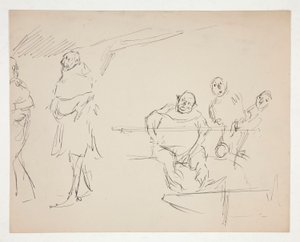 Studie k neidentifikované Shakespearově hře (Falstaff?) (recto a verso) od Edwin Austin Abbey