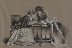 Studie. Lady a Gentleman v rozhovoru přes stůl od Edwin Austin Abbey