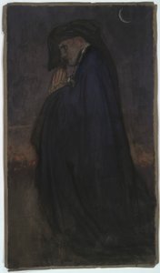 Studie. Muž v modrém plášti, měsíční svit od Edwin Austin Abbey