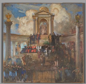 Studie pro The Apotheosis of Pennsylvania, komora Sněmovny reprezentantů, Pennsylvania State Capitol, Harrisburg od Edwin Austin Abbey