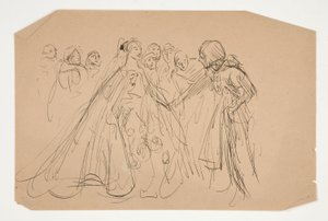 Studie pro The Quest of the Holy Grail (série patnácti obrazů pro Boston Public Library, dokončena v roce 1901) od Edwin Austin Abbey