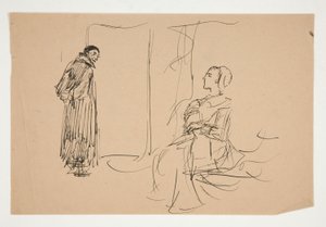 Studie pro The Scarlet Letter (olejomalba) od Edwin Austin Abbey