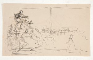 Studie pro proces s královnou Katherine. Erb na zádech. od Edwin Austin Abbey